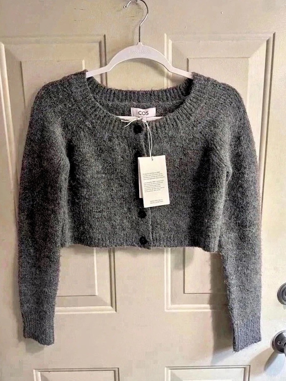 COS Cropped Crew Neck Sweater in Gray Size Small NWT